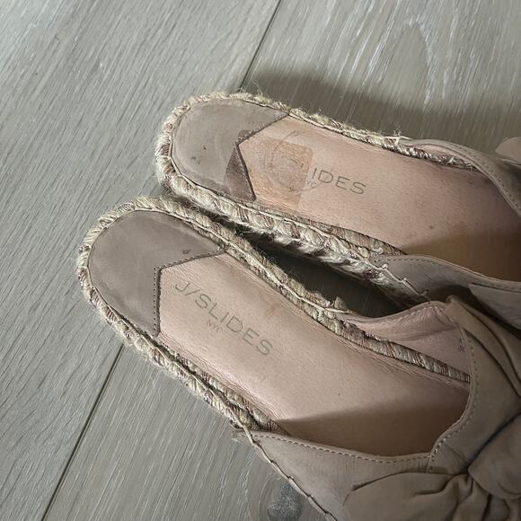 J/Slides 'Ritsy' Women's 10 Espadrille Suede Bow Slide Slip On Platform Sandal - Picture 5 of 11